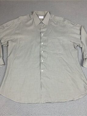 Ermenegildo Zegna Light Gray Micro-Check Dress Shirt Size 17.5 Point Collar